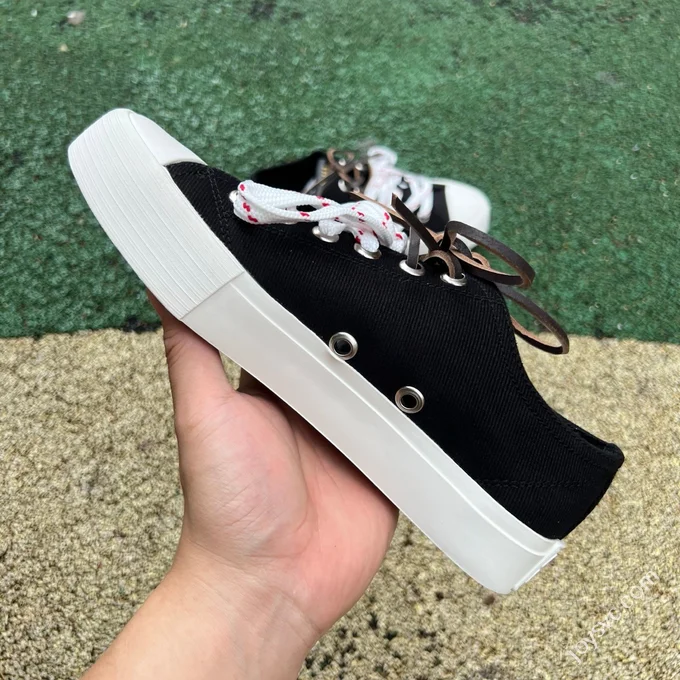 Miu Miu Washed Denim Canvas Shoes Black White