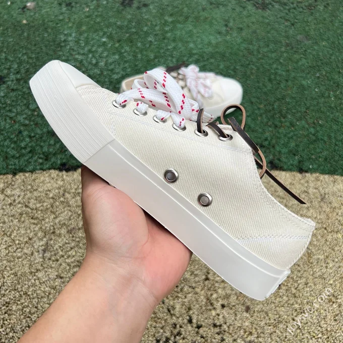 Miu Miu Washed Denim Canvas Shoes Pure White
