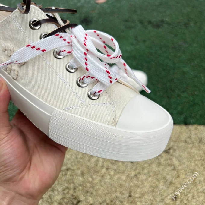 Miu Miu Washed Denim Canvas Shoes Pure White