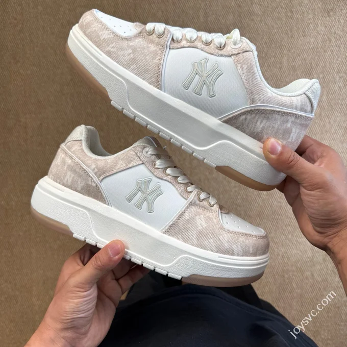 MLB Chunky Liner College Style Platform Sneakers Denim Beige Pink 3ASXS015N (GP002)