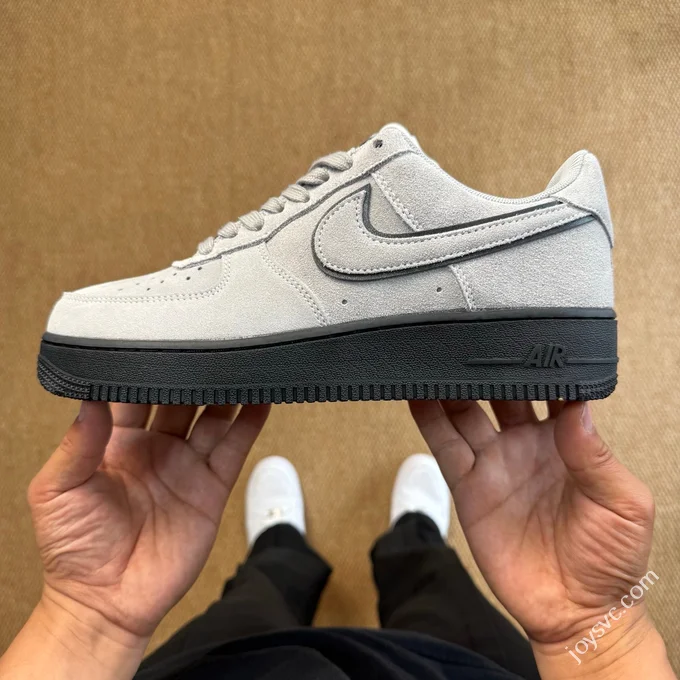 3A Pure Original Air Force 1 AF1 Grey Black Suede Sneakers HQ1966-001