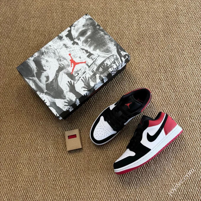 DT Pure Original AJ1 Low Black Red Toe Sneakers IB8971-106