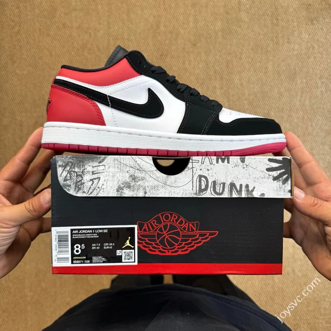 DT Pure Original AJ1 Low Black Red Toe Sneakers IB8971-106