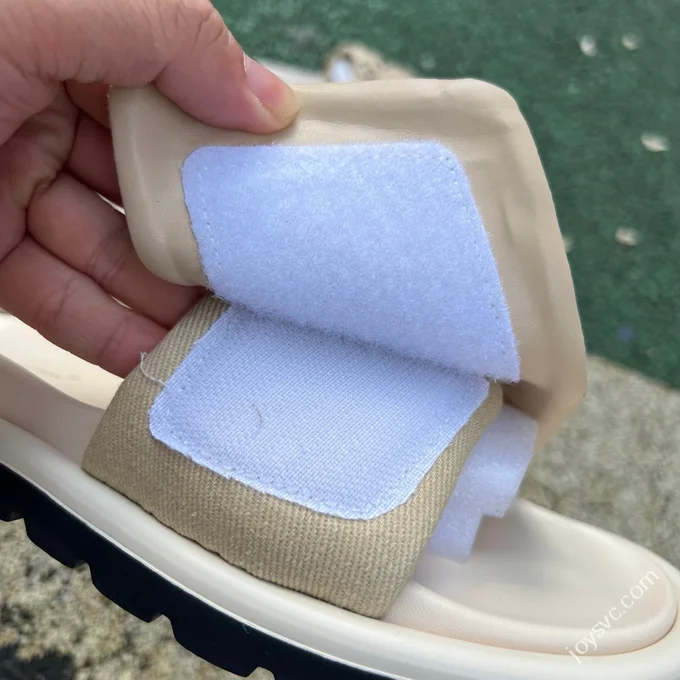 LV LOUIS VUITTON Miami Textile One-Strap Slides Beige