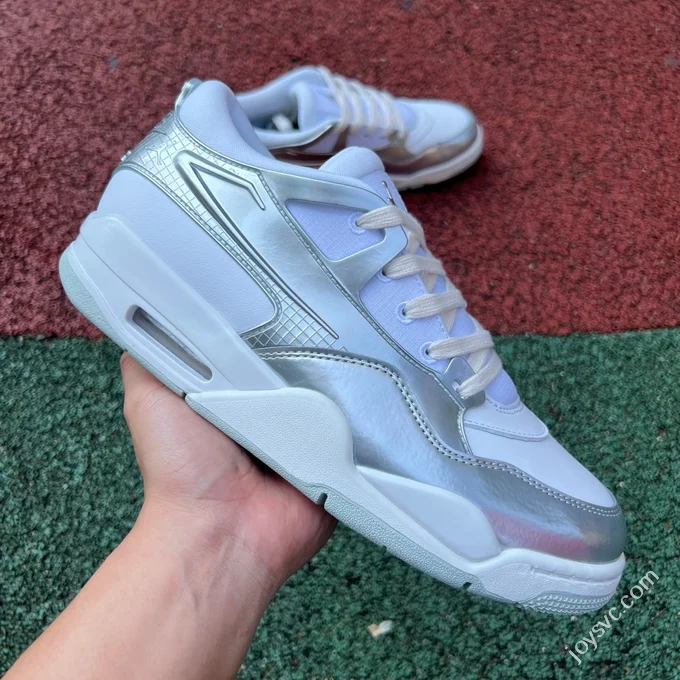 AJ4 Low White Silver Liquid Silver Sneakers HV5972-101