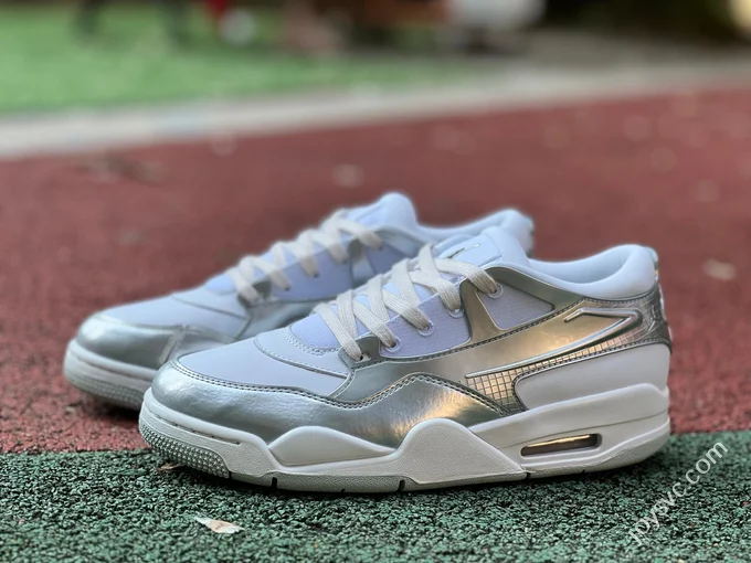 AJ4 Low White Silver Liquid Silver Sneakers HV5972-101