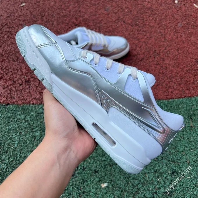 AJ4 Low White Silver Liquid Silver Sneakers HV5972-101
