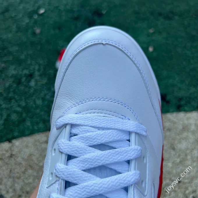 AJ5 White Red Fire Red Black Tongue Sneakers HQ7978-101