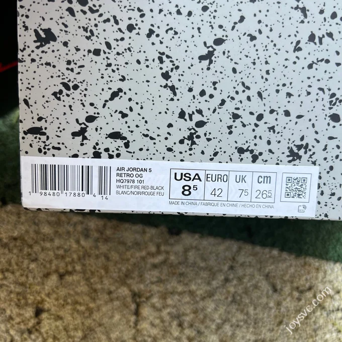 AJ5 White Red Fire Red Black Tongue Sneakers HQ7978-101