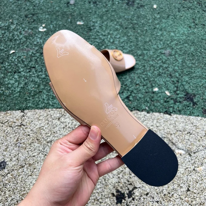 GUCCI Nojum One-Strap Slides Women's Beige