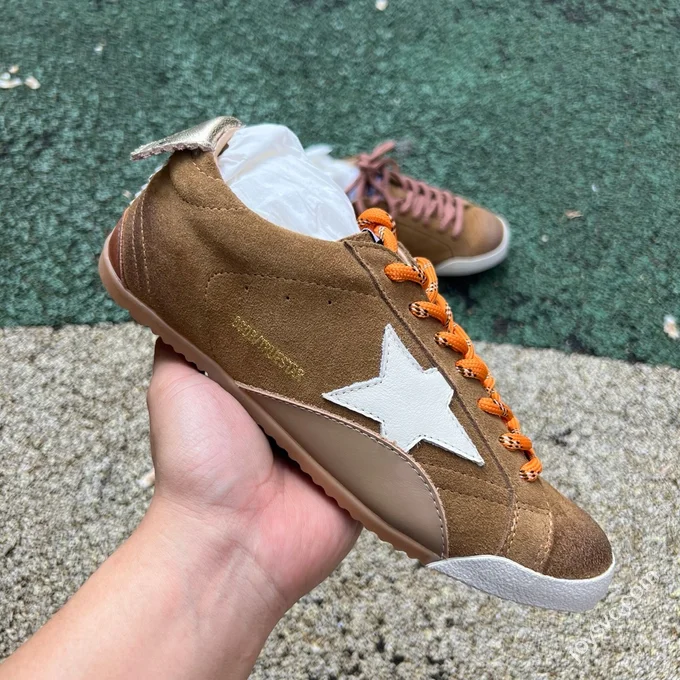 Golden Goose True-Star Leather Star Patch Tobacco Color Sneakers