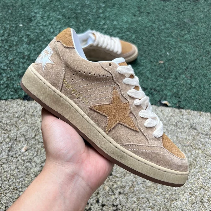 Golden Goose Ball Star Suede Off-White Brown Sneakers