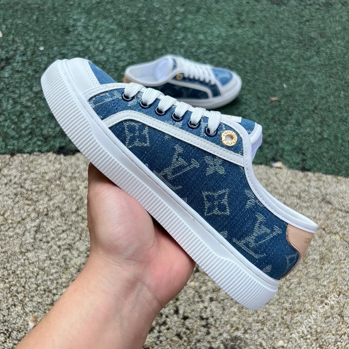 LV White Blue Biscuit Shoes Canvas Shoes LOUIS VUITTON Lagoon Sneaker 25SS
