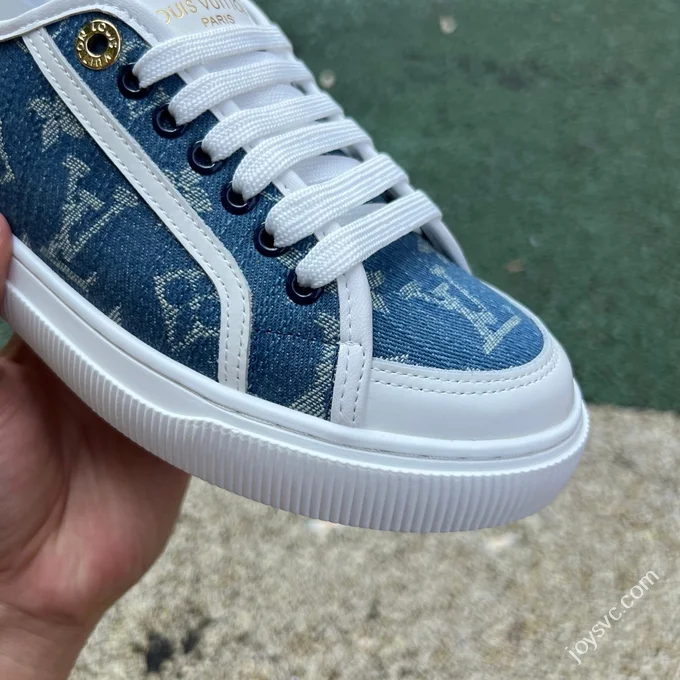 LV White Blue Biscuit Shoes Canvas Shoes LOUIS VUITTON Lagoon Sneaker 25SS