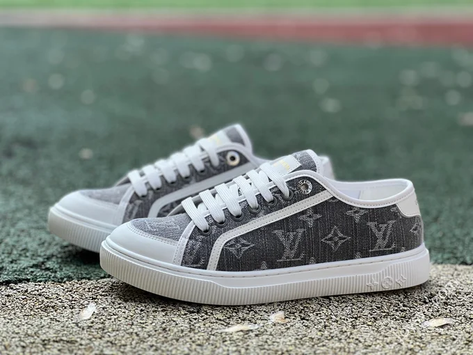 LV White Grey Biscuit Shoes Canvas Shoes LOUIS VUITTON Lagoon Sneaker 25SS