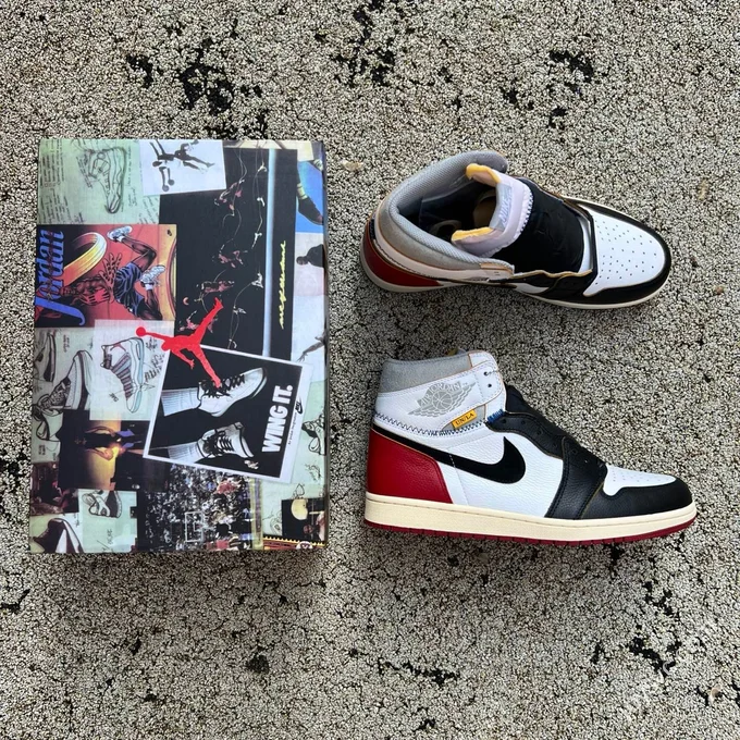 RN Pure Original AJ1 Union Patchwork Black Red BV1300-106
