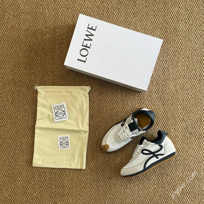 LOEWE Flow Runner High Top Training Shoes White Blue Grey