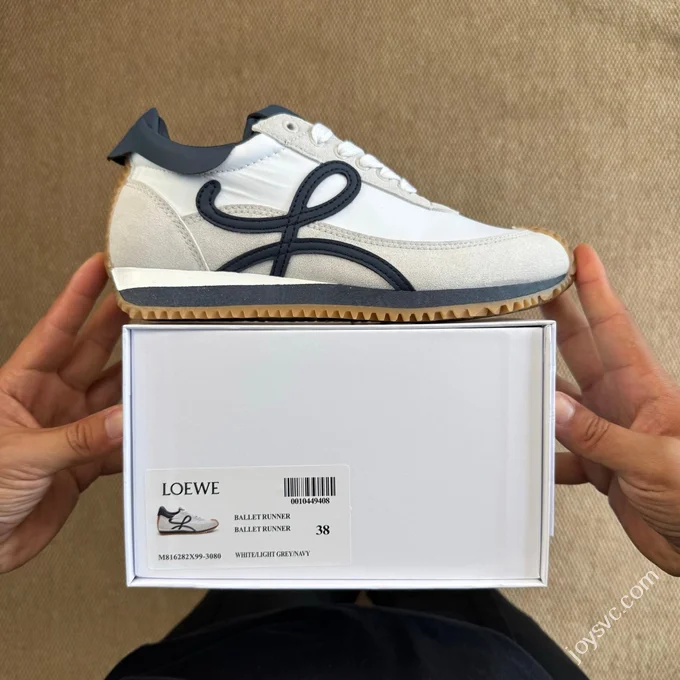 LOEWE Flow Runner High Top Training Shoes White Blue Grey