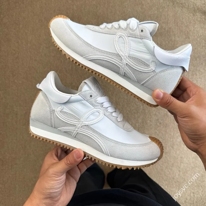 LOEWE Flow Runner High Top Training Shoes White Gum Sole