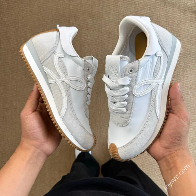 LOEWE Flow Runner High Top Training Shoes White Gum Sole