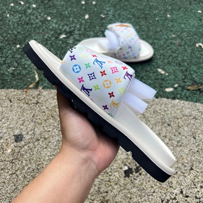 LOUIS VUITTON LV Slides White Multi-Color