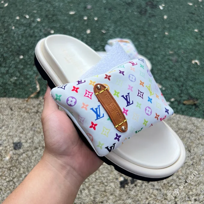 LOUIS VUITTON LV Slides White Multi-Color