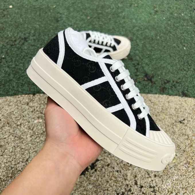 Gucci Platform Canvas Shoes 5cm Invisible Height Increase
