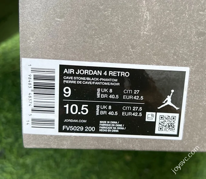 T1 Pure Original AJ4 Cave Stone Grey Black Sneakers FV5029-200