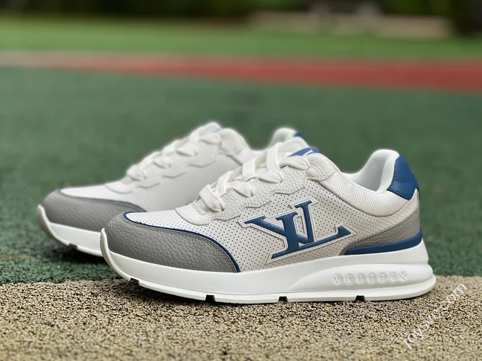 LOUIS VUITTON Classic LV White Grey Blue Sneakers