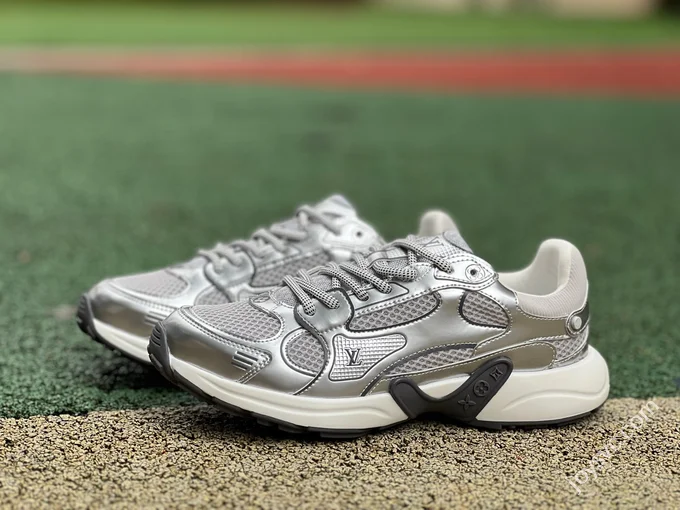 LOUIS VUITTON Olympia LV Liquid Silver Sneakers