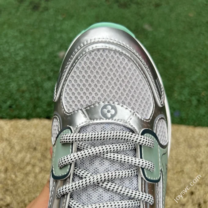 LOUIS VUITTON Olympia LV Liquid Silver Green Sneakers