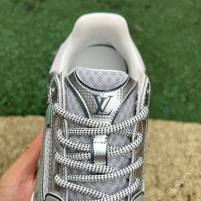 LOUIS VUITTON Olympia LV Liquid Silver Green Sneakers