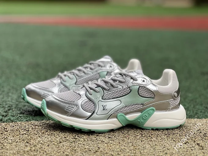 LOUIS VUITTON Olympia LV Liquid Silver Green Sneakers
