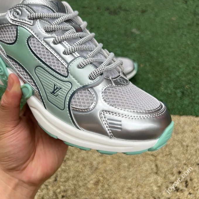 LOUIS VUITTON Olympia LV Liquid Silver Green Sneakers