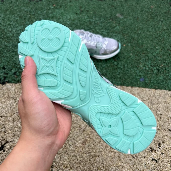 LOUIS VUITTON Olympia LV Liquid Silver Green Sneakers