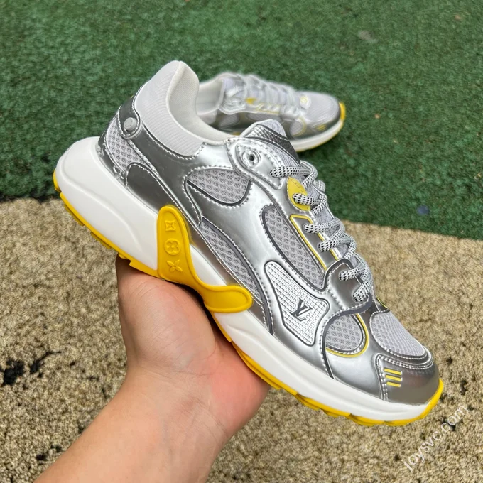 LOUIS VUITTON Olympia LV Liquid Silver Yellow Metal Silver Sneakers