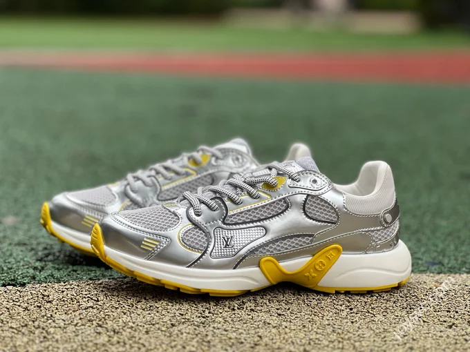 LOUIS VUITTON Olympia LV Liquid Silver Yellow Metal Silver Sneakers
