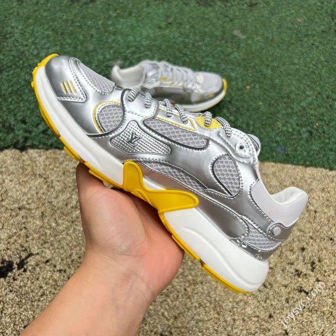 LOUIS VUITTON Olympia LV Liquid Silver Yellow Metal Silver Sneakers