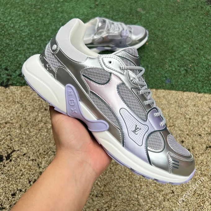 LOUIS VUITTON Olympia LV Liquid Silver Purple Metal Silver Sneakers