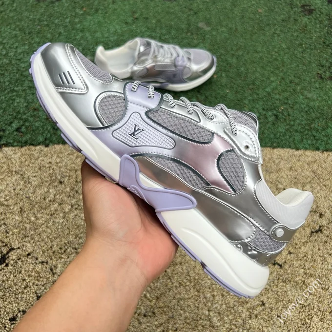 LOUIS VUITTON Olympia LV Liquid Silver Purple Metal Silver Sneakers