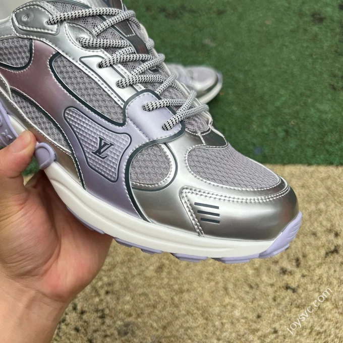LOUIS VUITTON Olympia LV Liquid Silver Purple Metal Silver Sneakers
