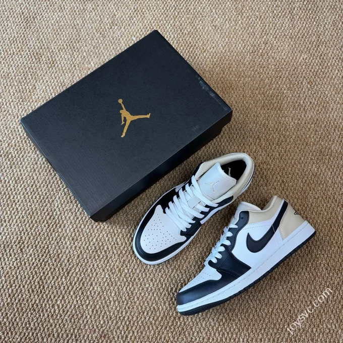 AJ1 Low White Brown Black Sneakers 553558-153