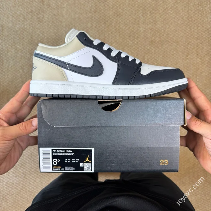 AJ1 Low White Brown Black Sneakers 553558-153