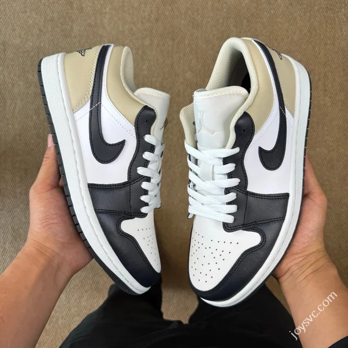 AJ1 Low White Brown Black Sneakers 553558-153