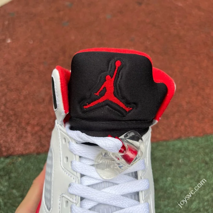 AJ5 White Red Fire Red Black Tongue Sneakers HQ7978-101