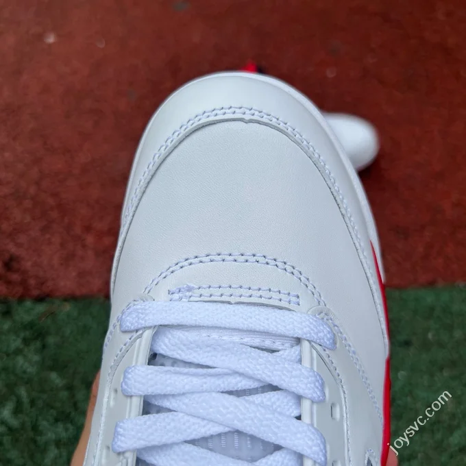 AJ5 White Red Fire Red Black Tongue Sneakers HQ7978-101