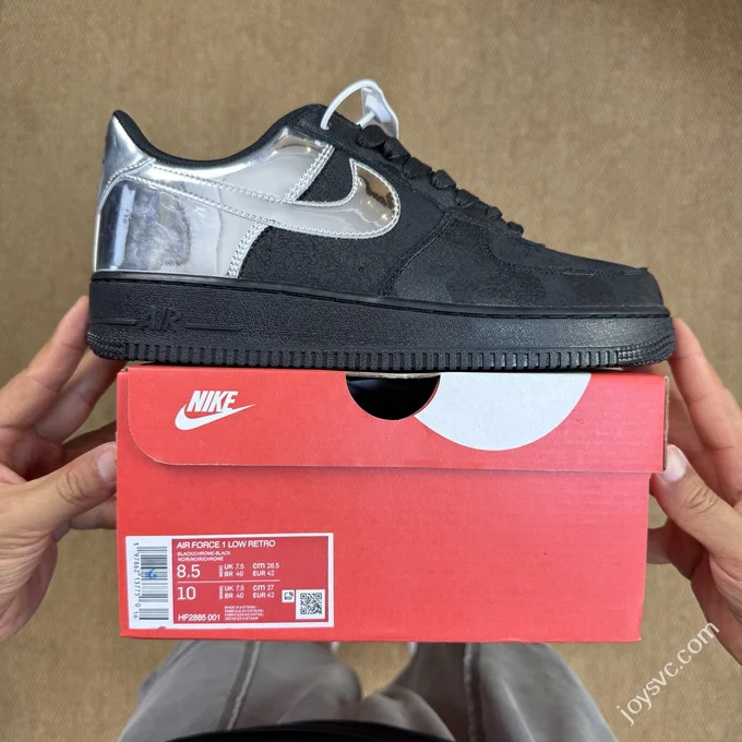 3A Pure Original Air Force 1 AF1 Black Silver Sneakers HF2885-001