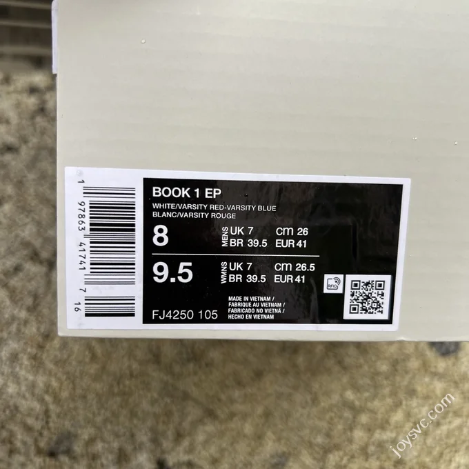 Pure Original Nike Book 1 White Blue Red Basketball Shoes FJ4250-105