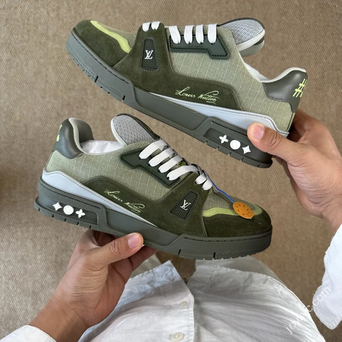 LV Trainer Patchwork Green Fabric
