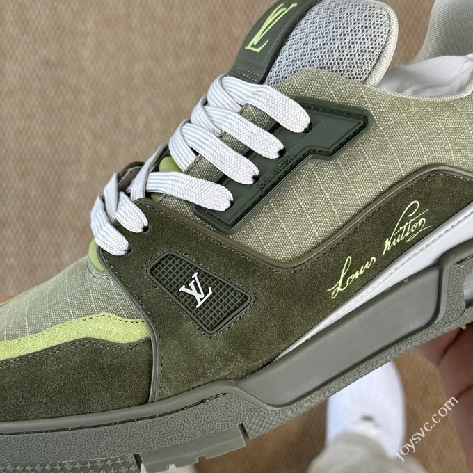 LV Trainer Patchwork Green Fabric